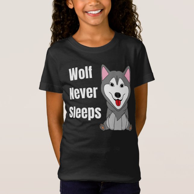 Wolf schläft nie T-Shirt (Vorderseite)