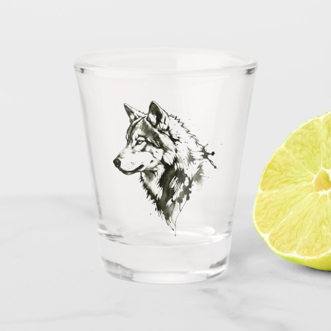 Wolf Schnapsglas (Vorderseite)