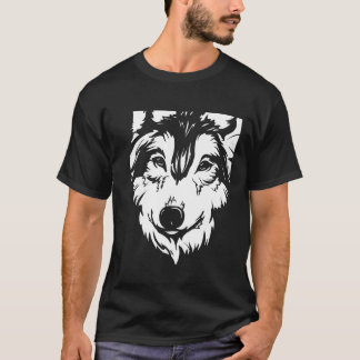 Wolf Schwarz Kunst Illustration Modern Trendig T-Shirt