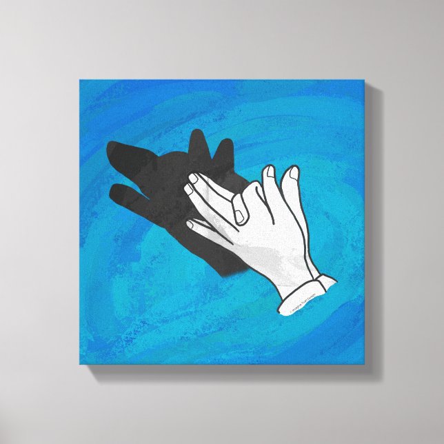Wolf Shadow on Blue Leinwanddruck (Vorderseite)