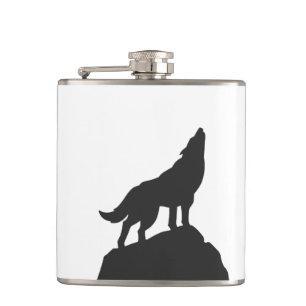 Wolf-Silhouette-Hobling - Wählen Sie Hintergrundf Flachmann
