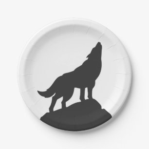 Wolf-Silhouette-Hobling - Wählen Sie Hintergrundfa Pappteller