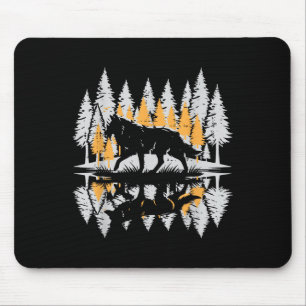 Wolf-Silhouette Kiefern Vintage Einsamer Alpha-Fra Mousepad