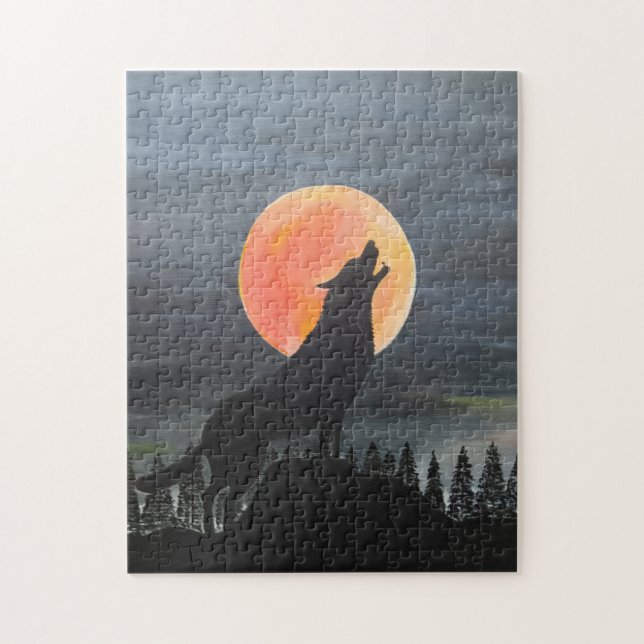 Wolf-Silhouette-Malerei von Alfred Fox (Vertikal)