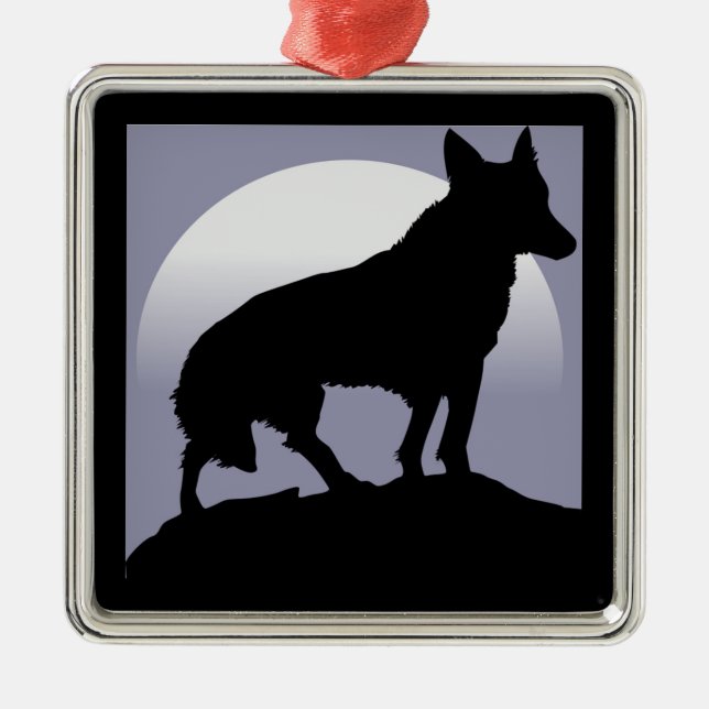 WOLF-SILHOUETTE SILBERNES ORNAMENT (Vorne)