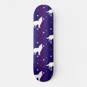 Wolf Silhouette Sternennacht Galaxie Liebhaber Uni Skateboard