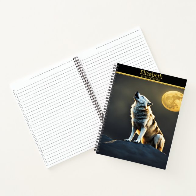 Wolf singt unter dem glühenden Mond Notizbuch (Innenseite)