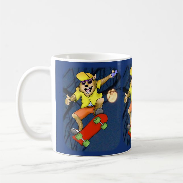 Wolf Skateboarder Mug (Gauche)