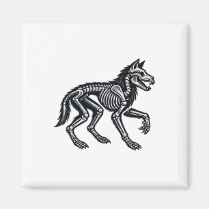 Wolf Skeleton Halloween Magnet