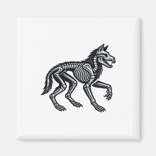 Wolf Skeleton Halloween Magnet (Vorne)