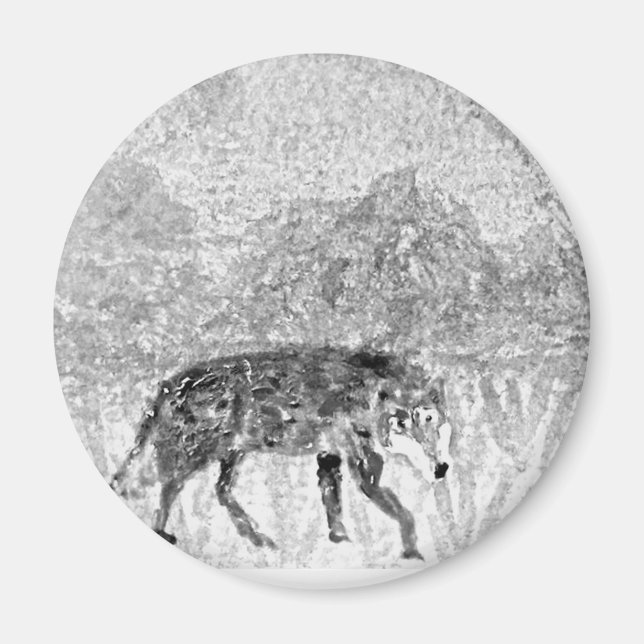 Wolf Sketch Wild Animal Magnet (Vorne)