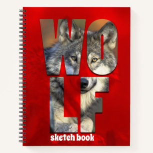 Wolf Sketchbook Tierfotografie mit Typografie Notizbuch
