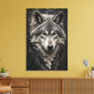 Wolf-Skulptur 3D Luxus-Feinbild Leinwanddruck