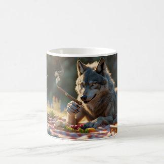 wolf smoking cigar and havinga picnic kaffeetasse