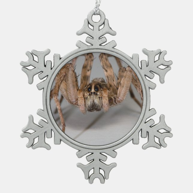 Wolf-Spinne Schneeflocken Zinn-Ornament (Vorderseite)