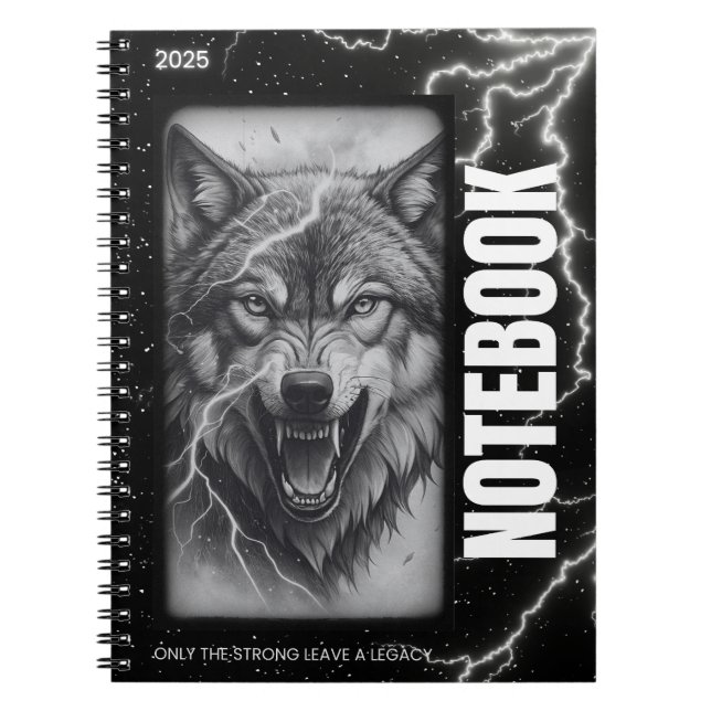Wolf Spiral Notebook - Gothic Lightning Ästhetik Notizblock (Vorderseite)
