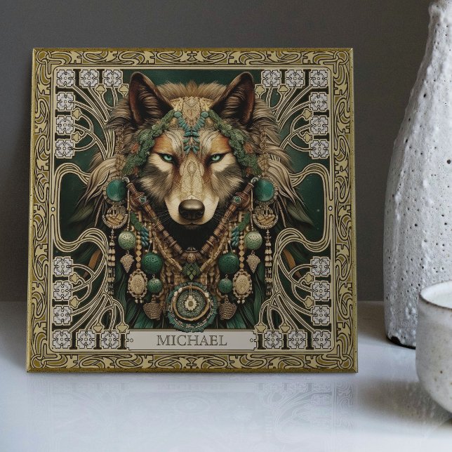Wolf Spirit Animal Carpetpunk Altarpiece Happycore Fliese (Von Creator hochgeladen)