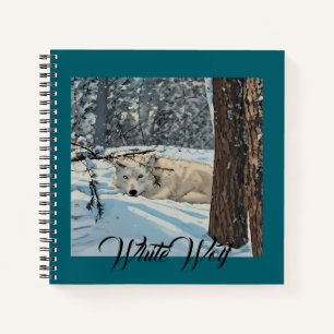 Wolf Spirit Animal White Neige Journal Turquoise