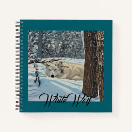 Wolf Spirit Animal White Snow Aquamarin Journal Notizbuch