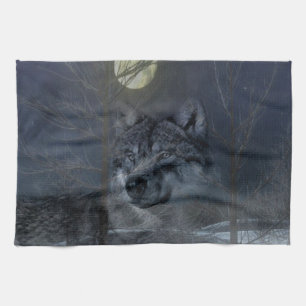 Wolf Spirit Full Moon Geschirrtuch