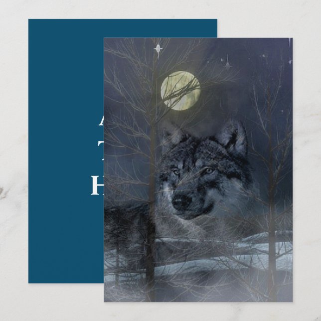 Wolf Spirit Moon Night Dankeskarte (Vorne/Hinten)