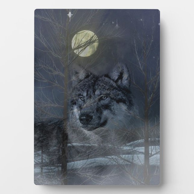 Wolf Spirit Moon Night Fotoplatte (Vorderseite)