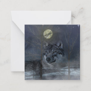 Wolf Spirit Moon Night Mitteilungskarte