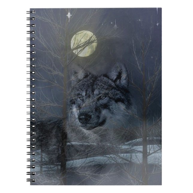Wolf Spirit Moon Night Notizblock (Vorderseite)