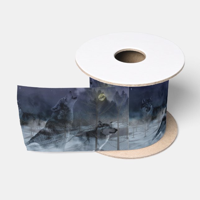 Wolf Spirit Moon Night Satinband (Spule)