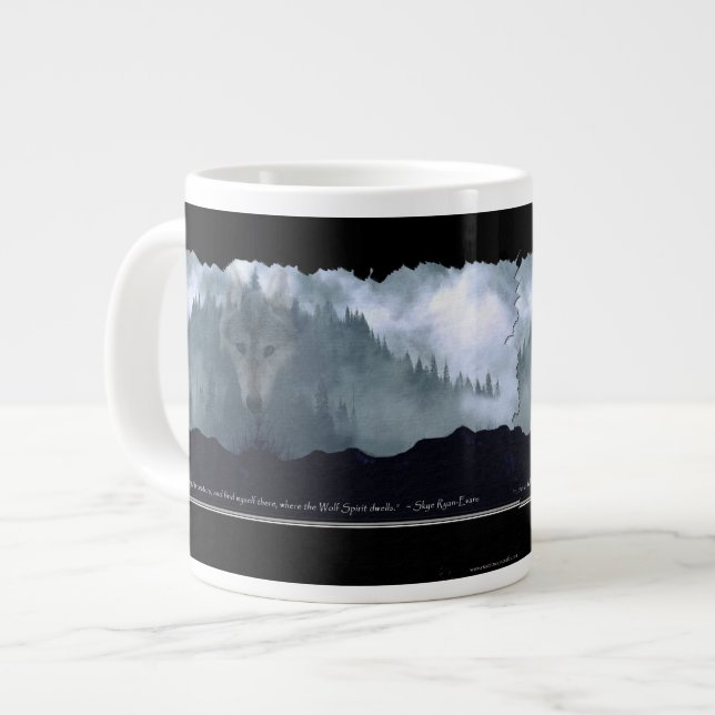 Wolf Spirit & Mountain Jumbo Soup & Coffee Tasse (Vorderseite Links)