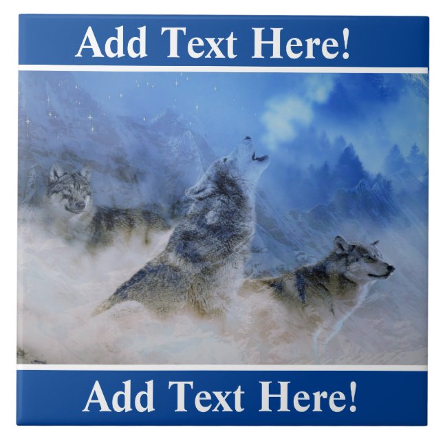 Wolf Spirits Keramik Tile Fliese (Vorderseite)