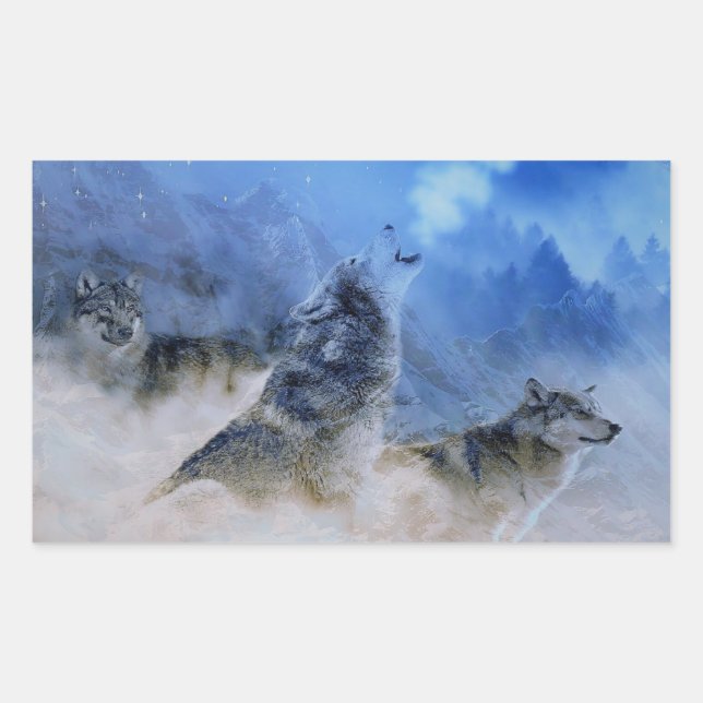 Wolf Spirits Rechteckiger Aufkleber (Vorderseite)