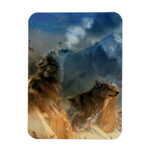 Wolf Spirituosen in Bergnebel Magnet