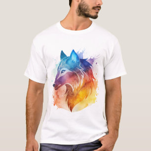 Wolf Splash Wasserfarbe T-Shirt