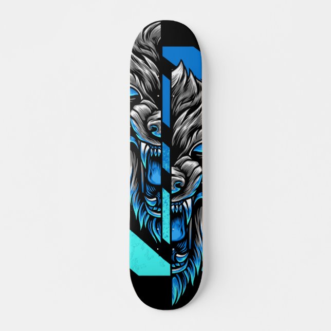 Wolf Split Head Skateboard (Vorne)