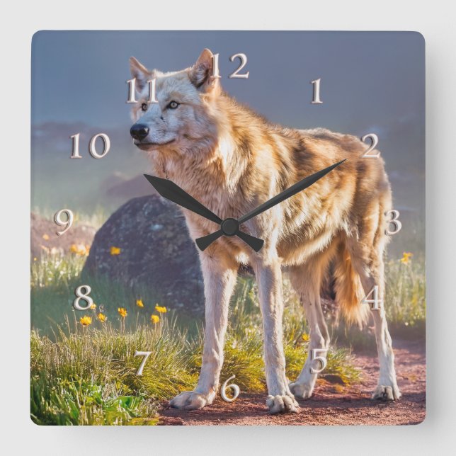 WOLF SPRINGTIME BERGMEADOWS QUADRATISCHE WANDUHR (Vorderseite)