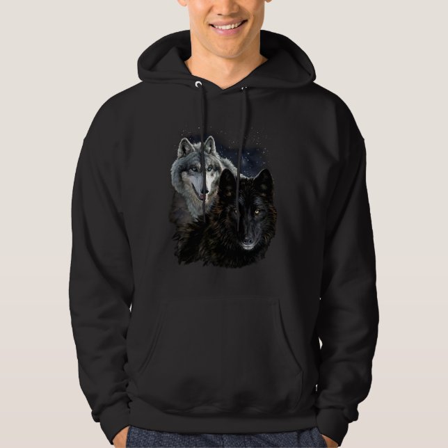 Wolf Star Wolves Wild Moon Stars Loyal Gray Wolf Hoodie (Vorderseite)