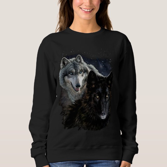 Wolf Star Wolves Wild Moon Stars Loyal Gray Wolf Sweatshirt (Vorderseite)