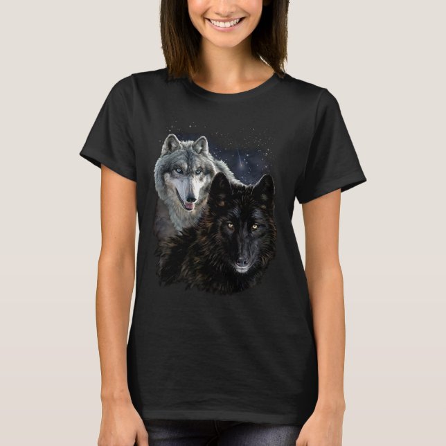 Wolf Star Wolves Wild Moon Stars Loyal Gray Wolf T-Shirt (Vorderseite)