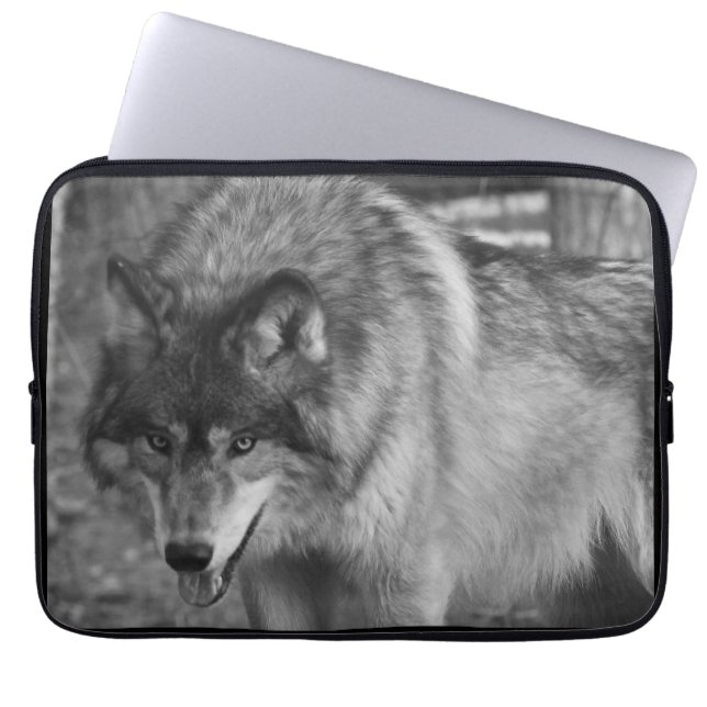 Wolf-Starren-Laptop-Hülse Laptopschutzhülle (Vorderseite)