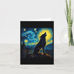 Wolf Starry Night Howling Moon Funny für Männer Fr Karte