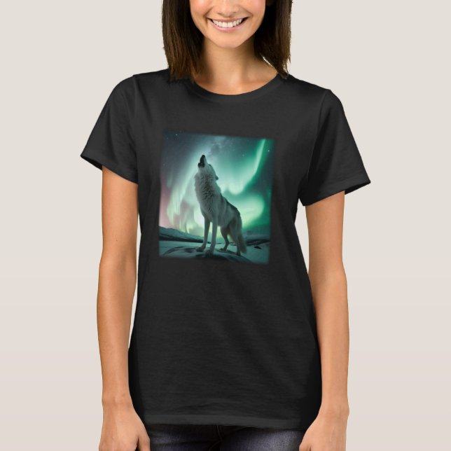 Wolf Starry Night Wolf Mama, Wolf Vater, Wolf Love T-Shirt (Vorderseite)
