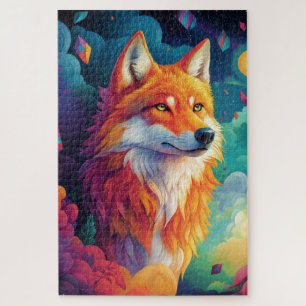 Wolf stehend in einer traumhaften Landschaft
