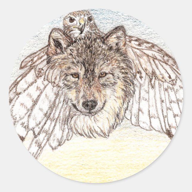 Wolf Stickers Round (Vorderseite)