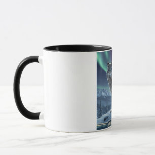 Wolf Tasse 🐺 ❄️   Northern Lights Wildlife Art 🌌