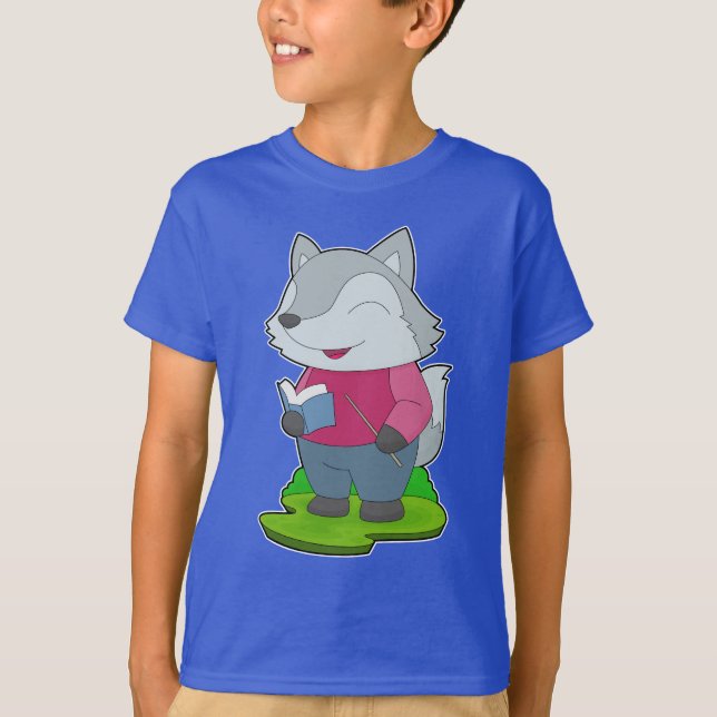 Wolf Teacher Book T-Shirt (Vorderseite)