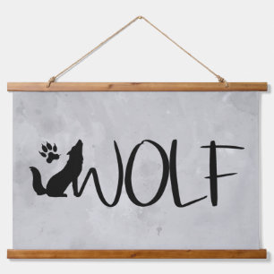 Wolf Text Grafik Art Art Wandteppich Mit Holzrahmen
