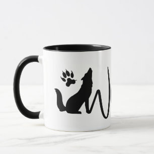 Wolf Text Grafik Logo Tasse