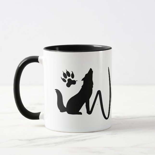 Wolf Text Grafik Logo Tasse (Links)