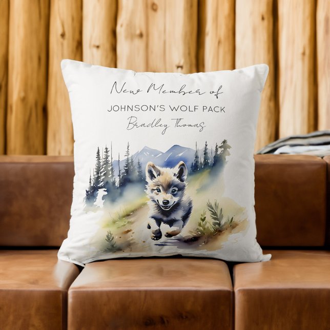 Wolf themed new Pack Mitglied Babygeschenke Kissen (Wolf themed new pack member baby gifts personalized name throw pillow wolf baby shower gift ideas)
